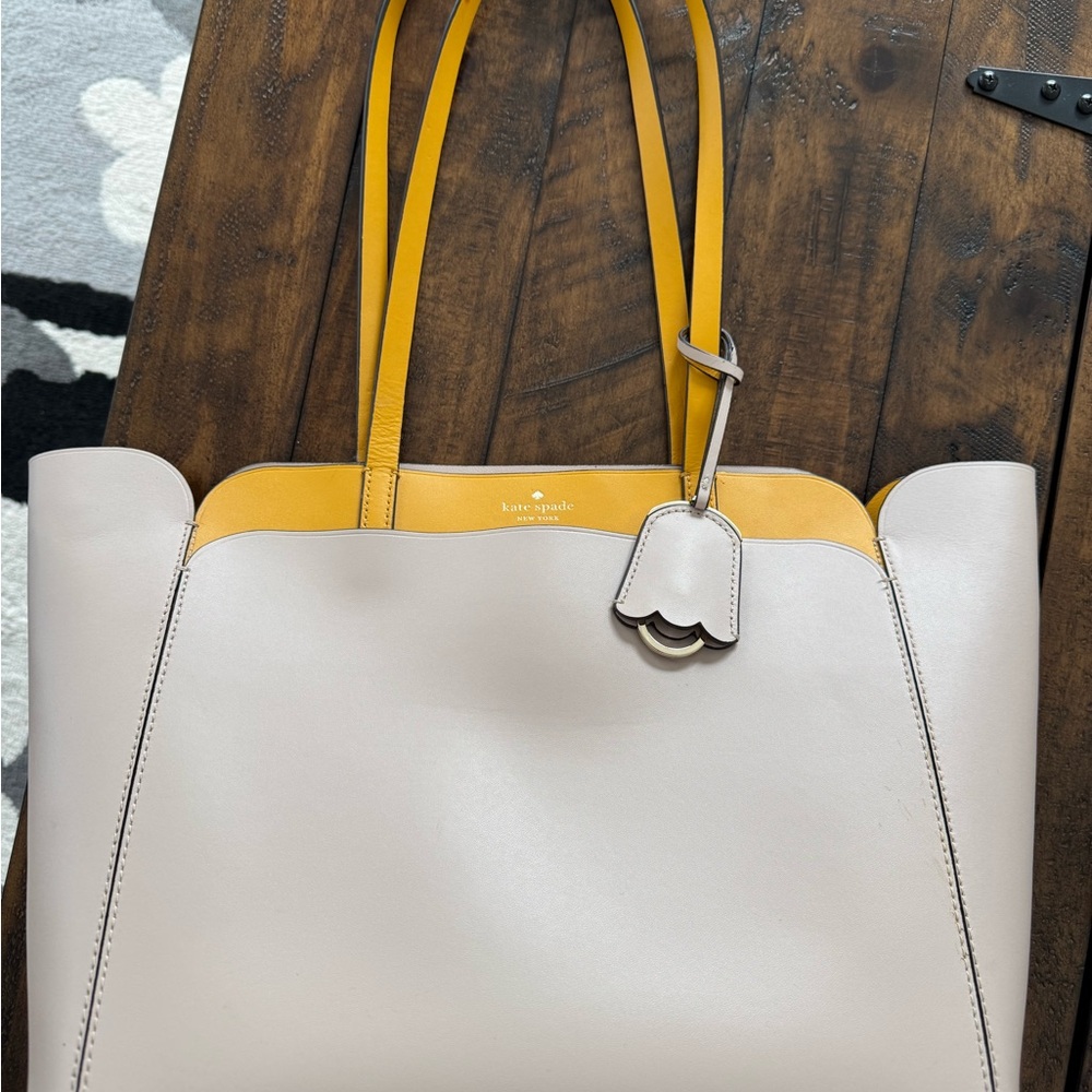 Kate Spade Two-Tone Leather Tote — Light Tan and Mustard - Picture 2 of 16